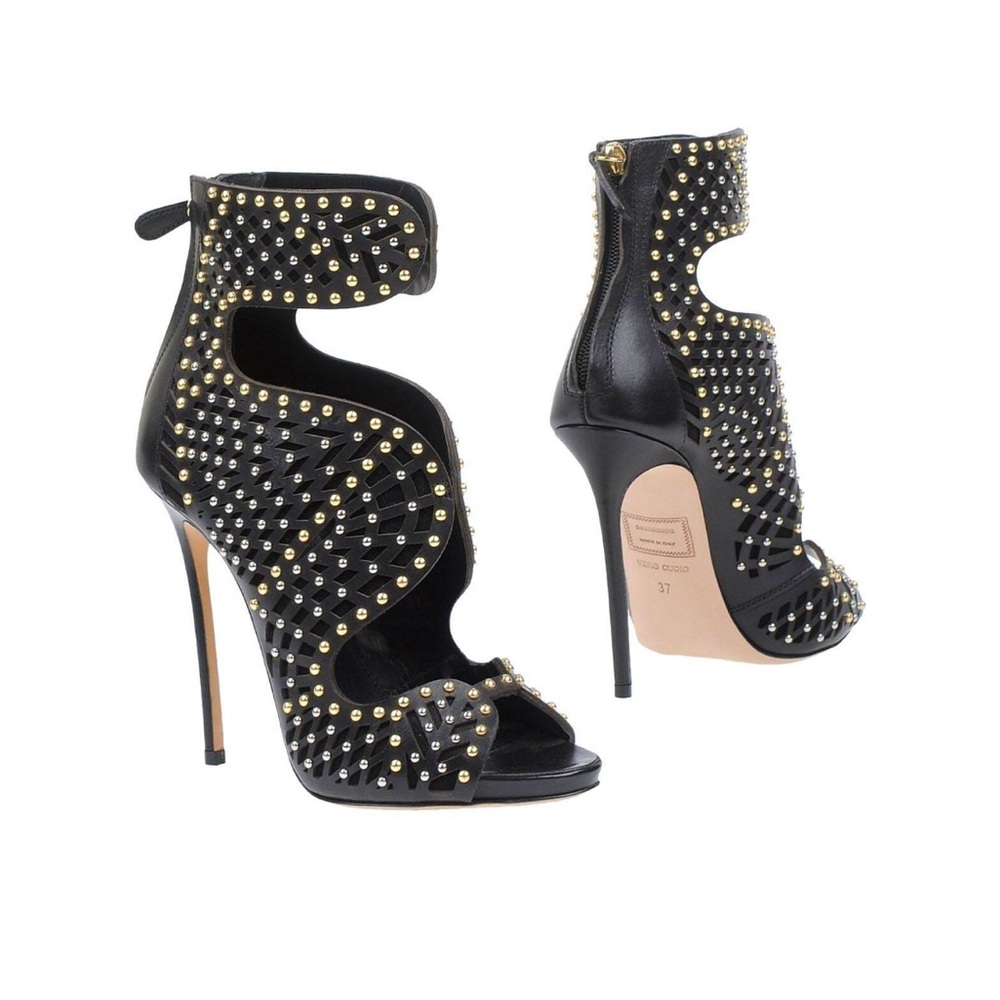 DSQUARED2 Black and Gold Studded Ankle Boots
